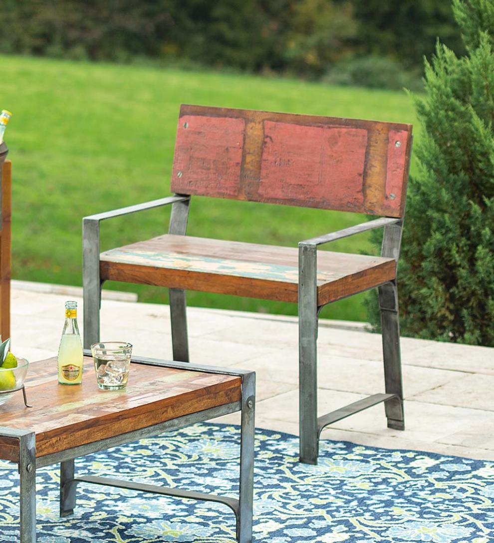 Plow & Hearth Benches & Chairs Outdoor Living Greenwich Reclaimed Wood Outdoor Furniture Collection