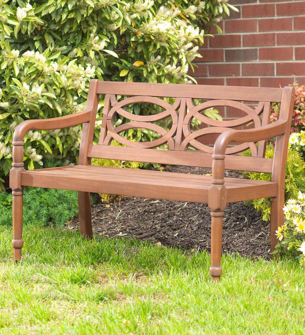 Plow & Hearth Benches & Chairs Outdoor Living Hampton Eucalyptus Wood Garden Bench - Black