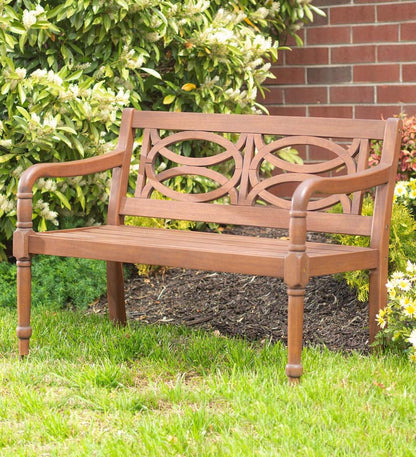 Plow & Hearth Benches & Chairs Outdoor Living Hampton Eucalyptus Wood Garden Bench - Black