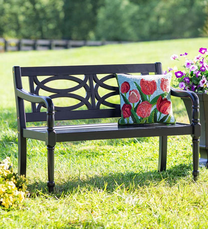 Plow & Hearth Benches & Chairs Outdoor Living Hampton Eucalyptus Wood Garden Bench - Black