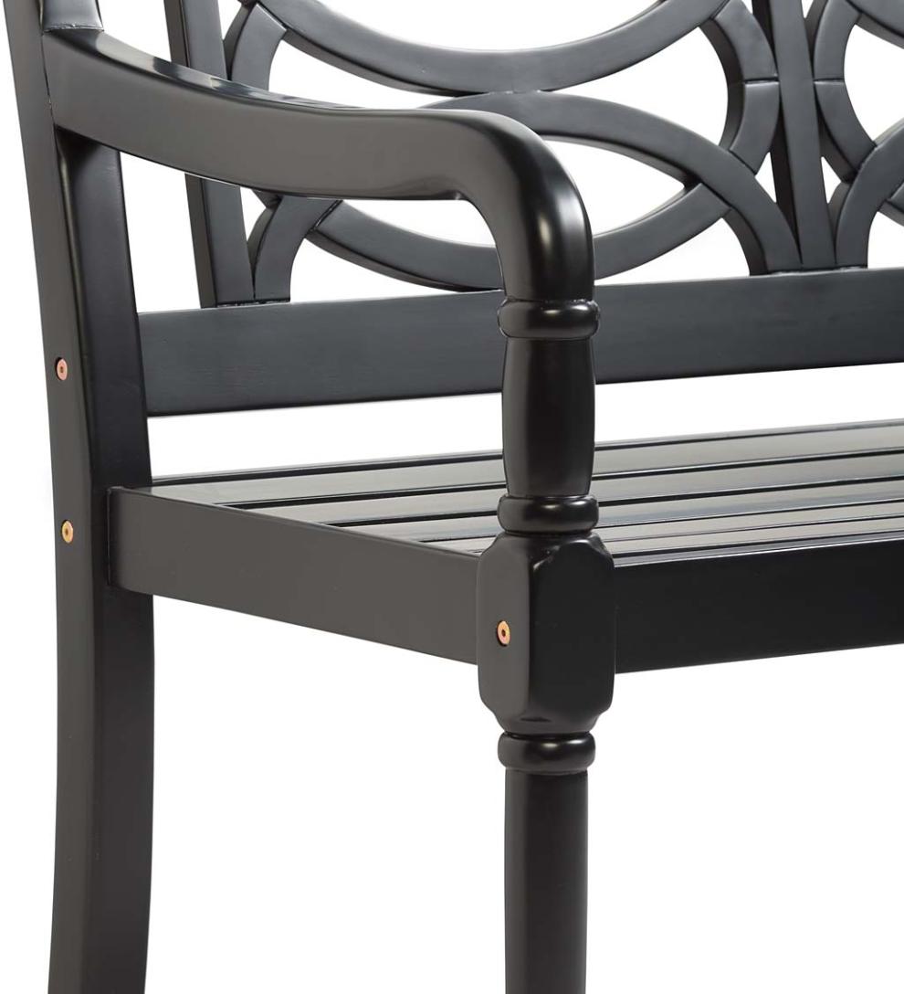 Plow & Hearth Benches & Chairs Outdoor Living Hampton Eucalyptus Wood Garden Bench - Black