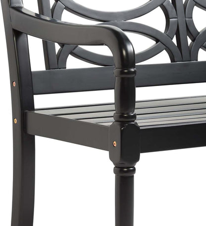 Plow & Hearth Benches & Chairs Outdoor Living Hampton Eucalyptus Wood Garden Bench - Black