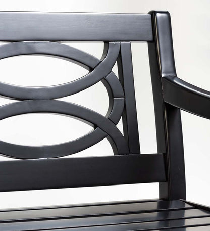 Plow & Hearth Benches & Chairs Outdoor Living Hampton Eucalyptus Wood Garden Bench - Black