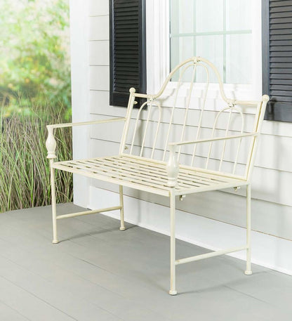 Plow & Hearth Benches & Chairs Outdoor Living Headboard-Style Iron Bench With Vintage Finish