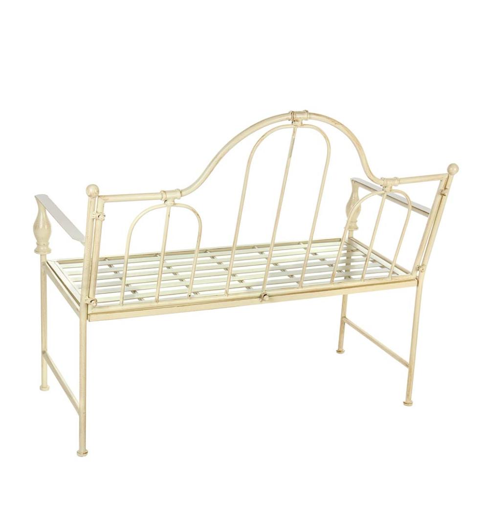 Plow & Hearth Benches & Chairs Outdoor Living Headboard-Style Iron Bench With Vintage Finish