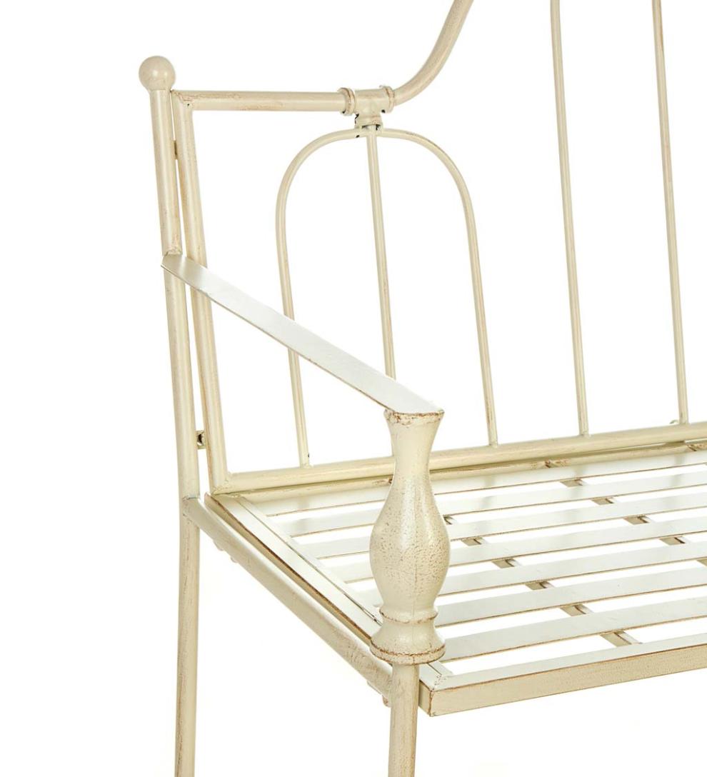 Plow & Hearth Benches & Chairs Outdoor Living Headboard-Style Iron Bench With Vintage Finish