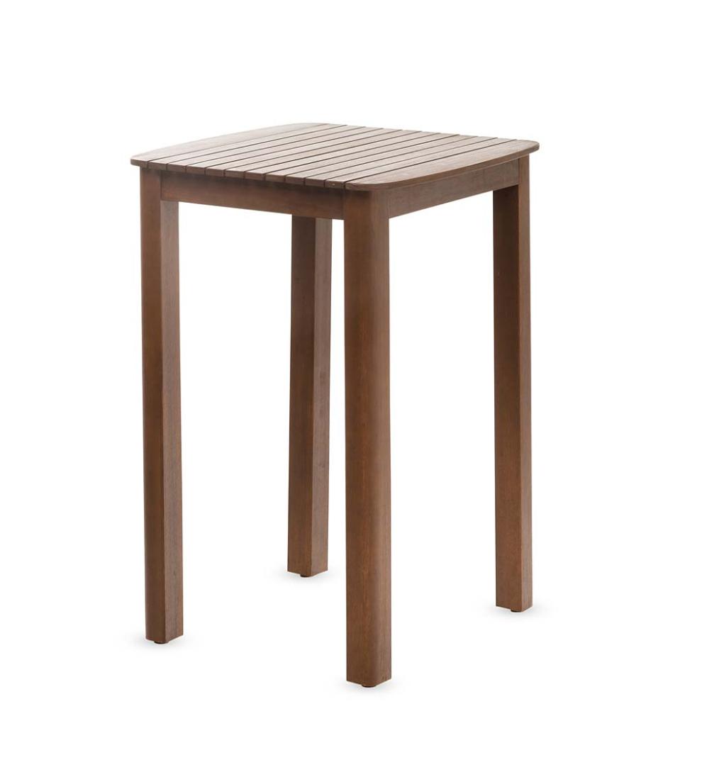 Plow & Hearth Benches & Chairs Outdoor Living Lancaster Eucalyptus Outdoor Bar Set With Table And 2 Bar Stools, 3-Piece Set - Natural