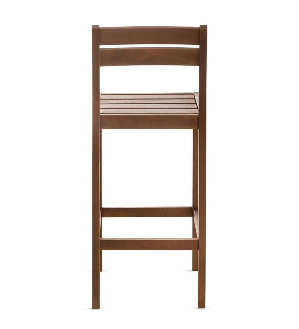 Plow & Hearth Benches & Chairs Outdoor Living Lancaster Eucalyptus Outdoor Bar Set With Table And 2 Bar Stools, 3-Piece Set - Natural