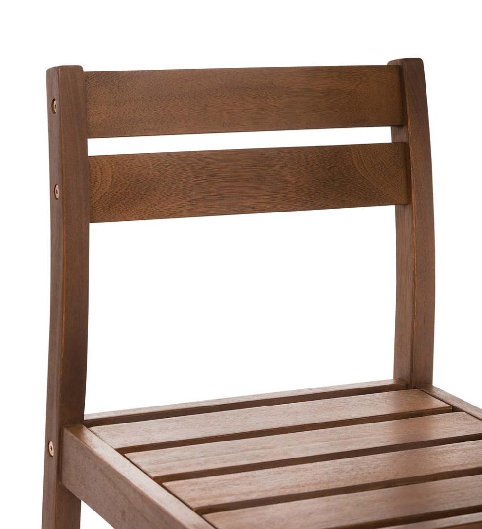 Plow & Hearth Benches & Chairs Outdoor Living Lancaster Eucalyptus Outdoor Bar Set With Table And 2 Bar Stools, 3-Piece Set - Natural