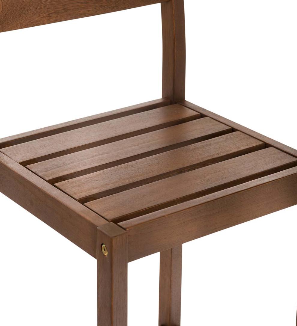 Plow & Hearth Benches & Chairs Outdoor Living Lancaster Eucalyptus Outdoor Bar Set With Table And 2 Bar Stools, 3-Piece Set - Natural