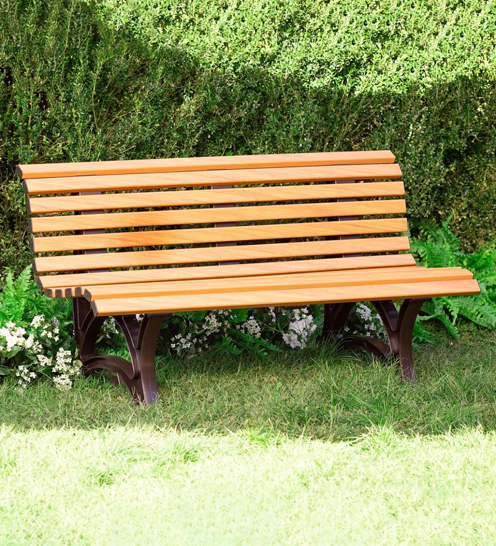 Plow & Hearth Benches & Chairs Outdoor Living Large 3-Seater Weatherproof Pvc Garden Bench - Green