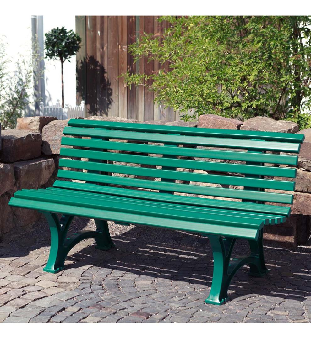 Plow & Hearth Benches & Chairs Outdoor Living Large 3-Seater Weatherproof Pvc Garden Bench - Green