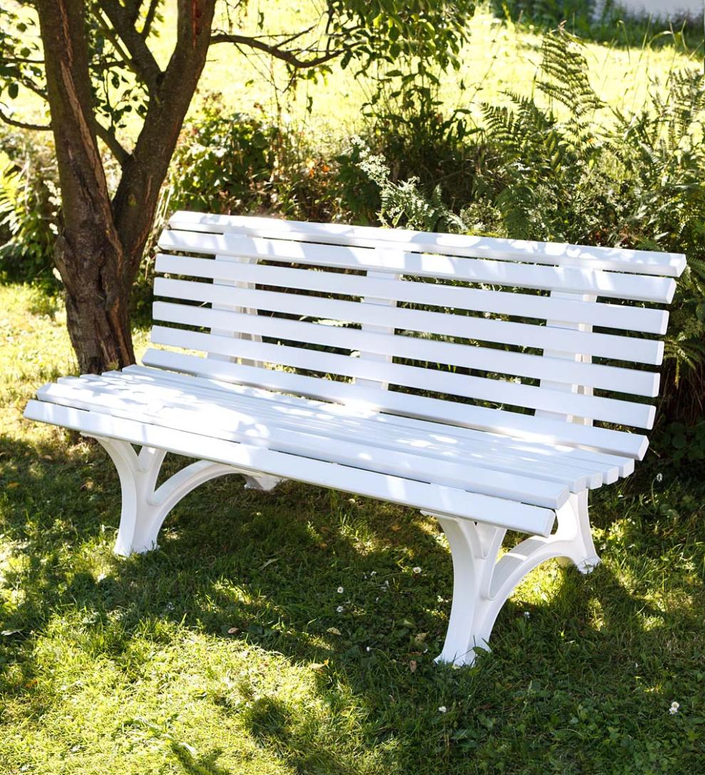 Plow & Hearth Benches & Chairs Outdoor Living Large 3-Seater Weatherproof Pvc Garden Bench - Green