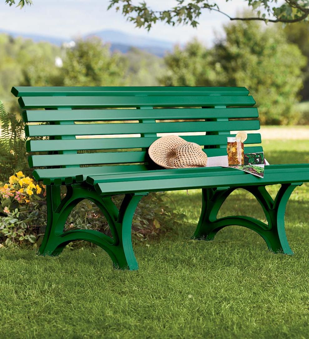 Plow & Hearth Benches & Chairs Outdoor Living Large 3-Seater Weatherproof Pvc Garden Bench - Green
