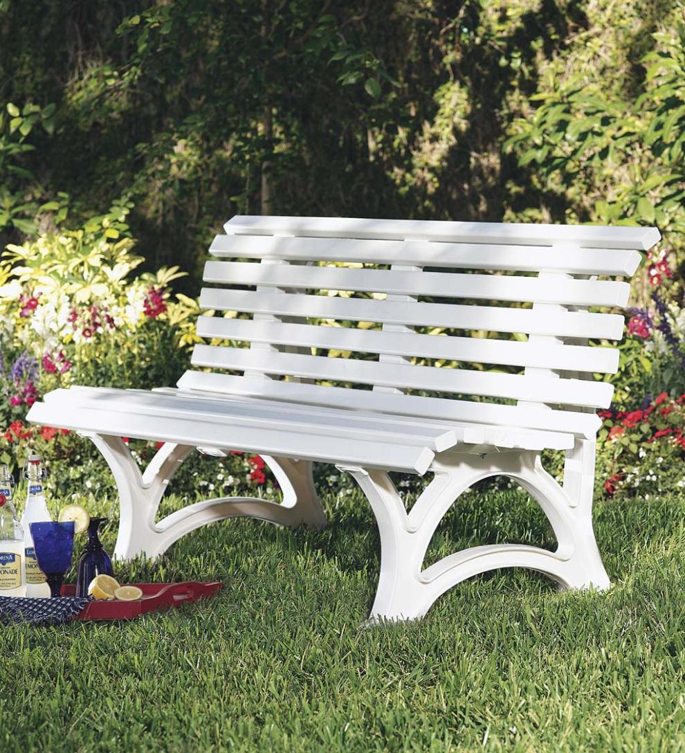 Plow & Hearth Benches & Chairs Outdoor Living Large 3-Seater Weatherproof Pvc Garden Bench - Green