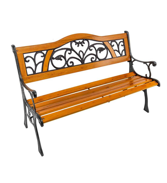 Plow & Hearth Benches & Chairs Outdoor Living Metal And Wood With Vine Accent Garden Bench
