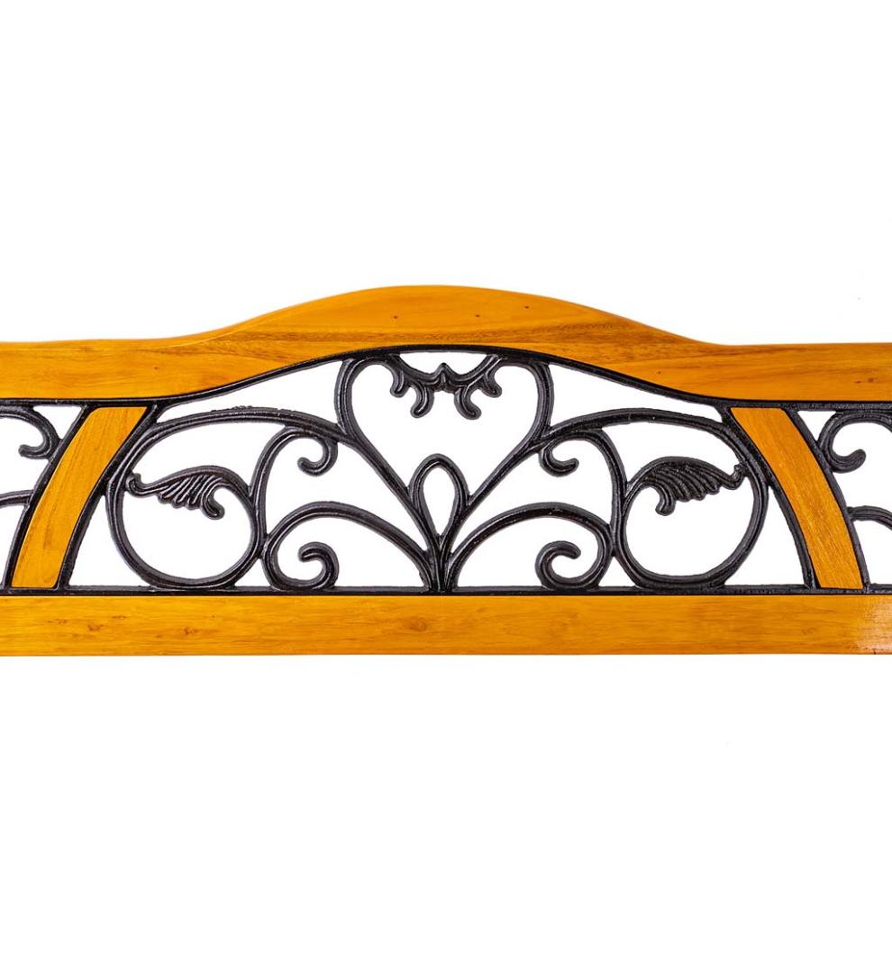 Plow & Hearth Benches & Chairs Outdoor Living Metal And Wood With Vine Accent Garden Bench