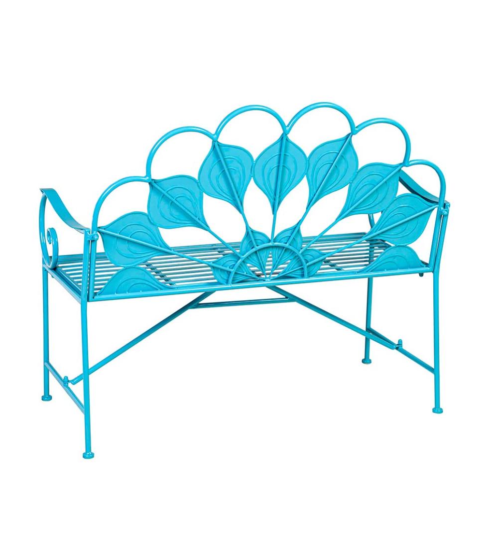 Plow & Hearth Benches & Chairs Outdoor Living Metal Peacock Garden Bench