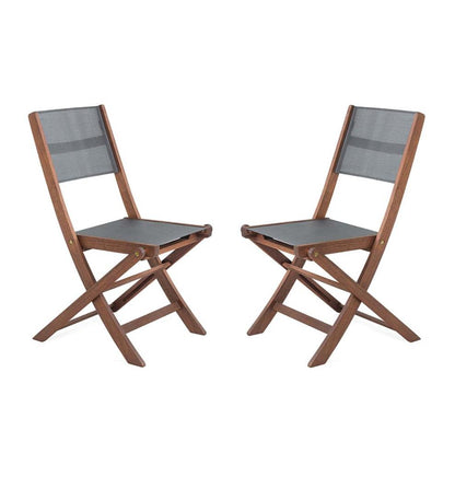 Plow & Hearth Benches & Chairs Outdoor Living Outdoor Eucalyptus And Textilene Folding Chairs, Set Of 2