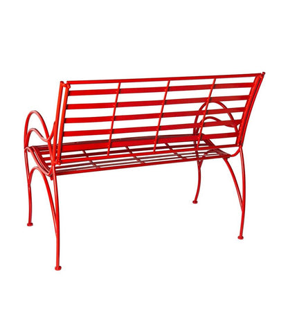 Plow & Hearth Benches & Chairs Outdoor Living Red Metal Slat-Seat Garden Bench - Red