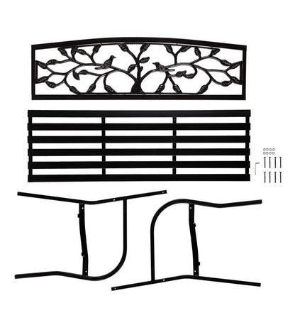 Plow & Hearth Benches & Chairs Outdoor Living Tree Of Life Metal Garden Bench - Black