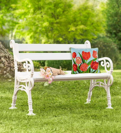 Plow & Hearth Benches & Chairs Outdoor Living Weatherproof Pvc Garden Bench With Scroll Arms - White