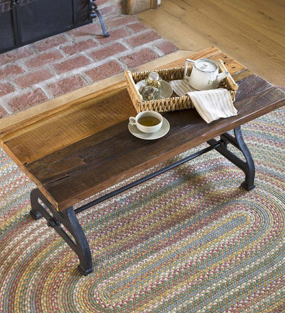 Plow & Hearth Benches Indoor Living Birmingham Indoor/Outdoor Reclaimed Wood Bench With Iron Base