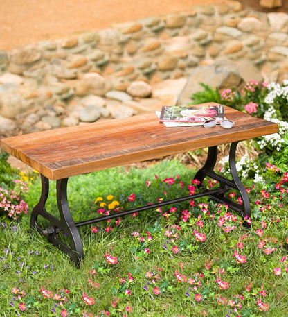 Plow & Hearth Benches Indoor Living Birmingham Indoor/Outdoor Reclaimed Wood Bench With Iron Base