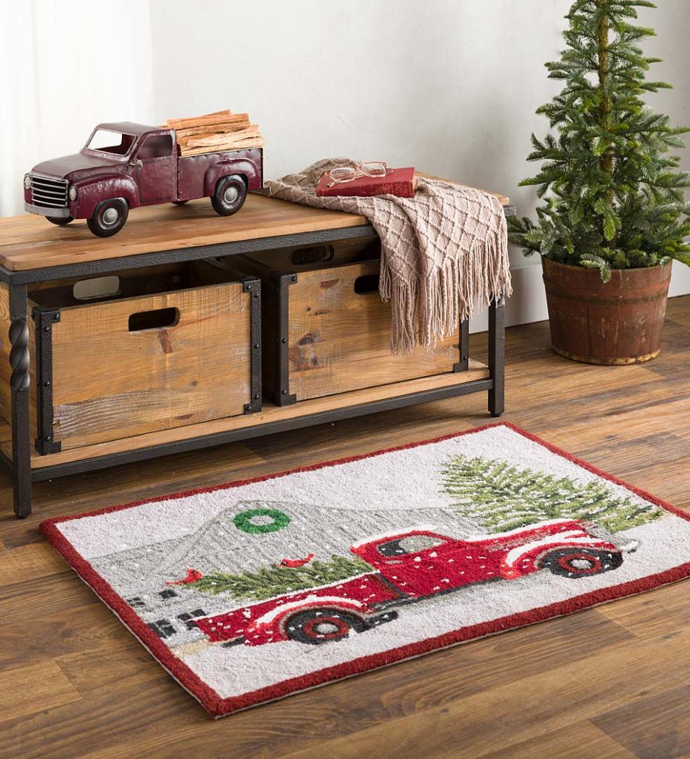 Plow & Hearth Benches Indoor Living Deep Creek Bench/Table With Metal Frame And Rustic Wood