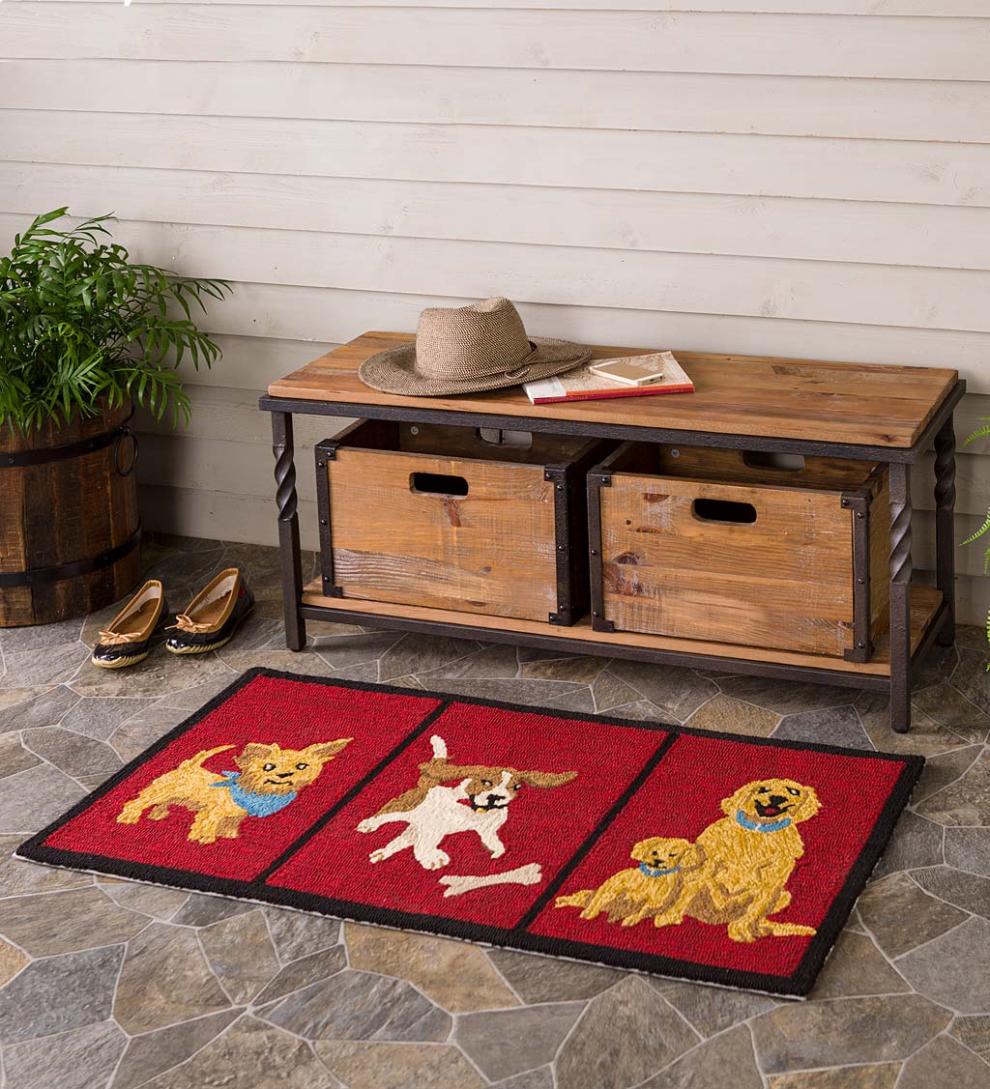 Plow & Hearth Benches Indoor Living Deep Creek Bench/Table With Metal Frame And Rustic Wood