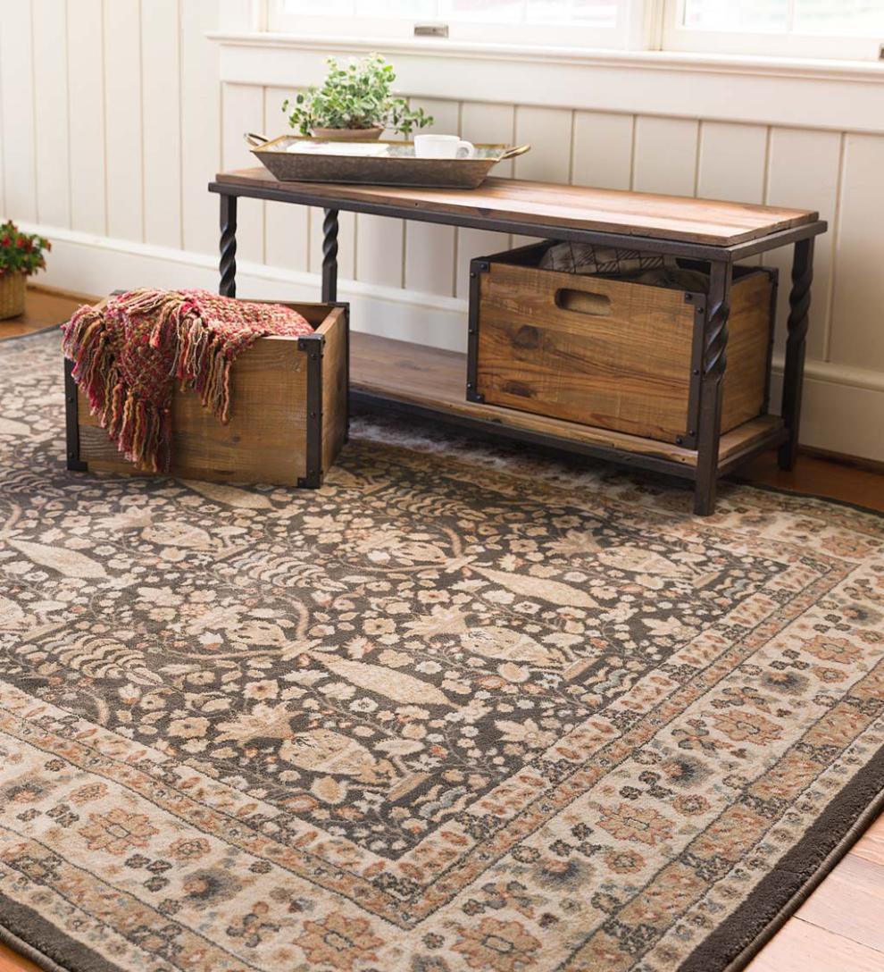Plow & Hearth Benches Indoor Living Deep Creek Bench/Table With Metal Frame And Rustic Wood