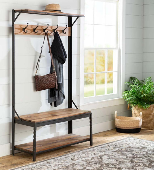 Plow & Hearth Benches Indoor Living Deep Creek Coat Rack - Walnut