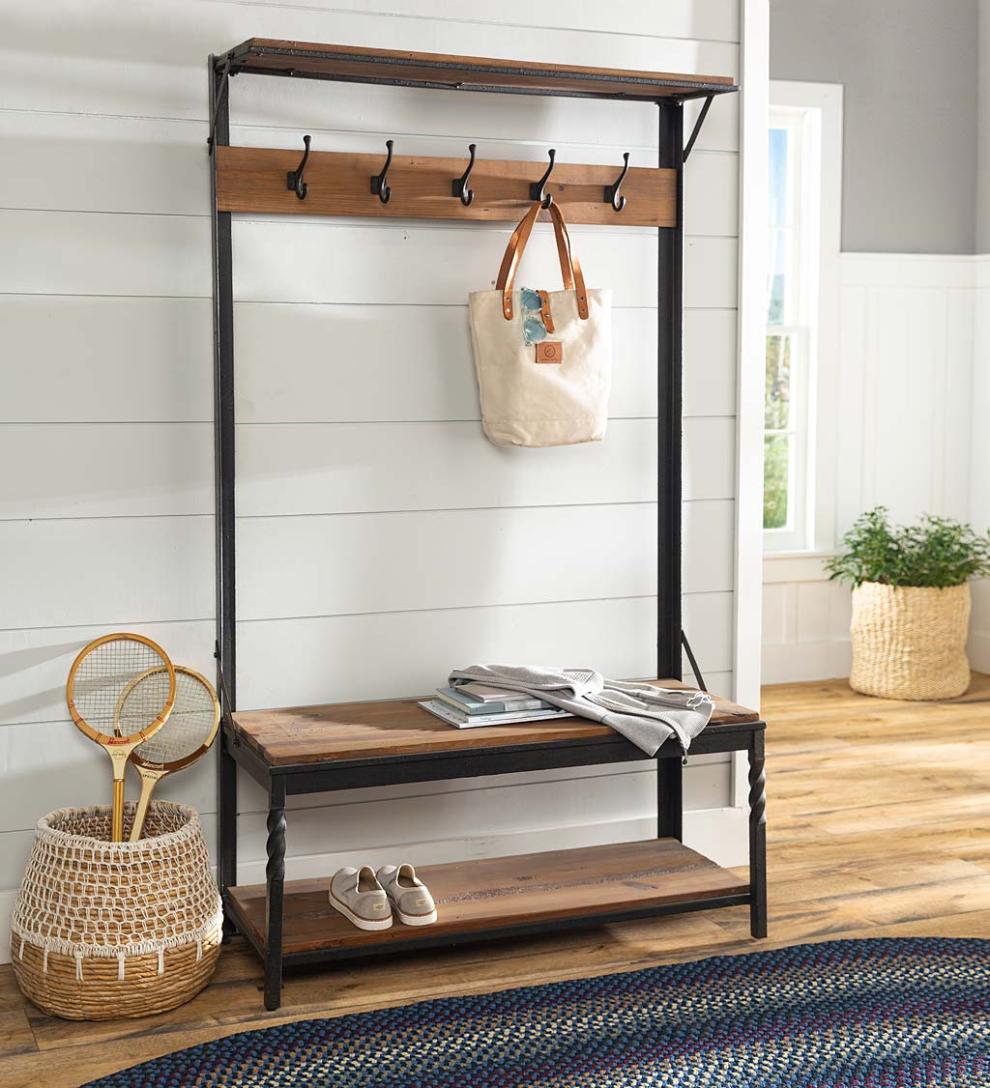 Plow & Hearth Benches Indoor Living Deep Creek Coat Rack - Walnut