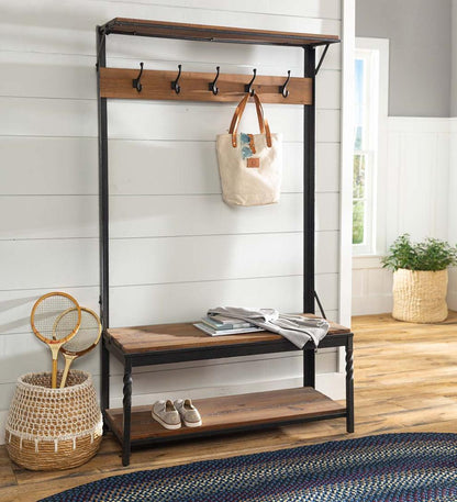 Plow & Hearth Benches Indoor Living Deep Creek Coat Rack - Walnut