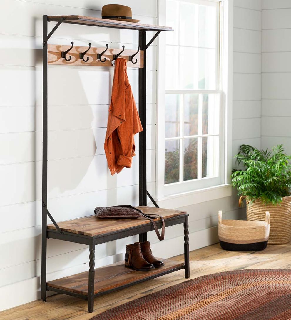 Plow & Hearth Benches Indoor Living Deep Creek Coat Rack - Walnut