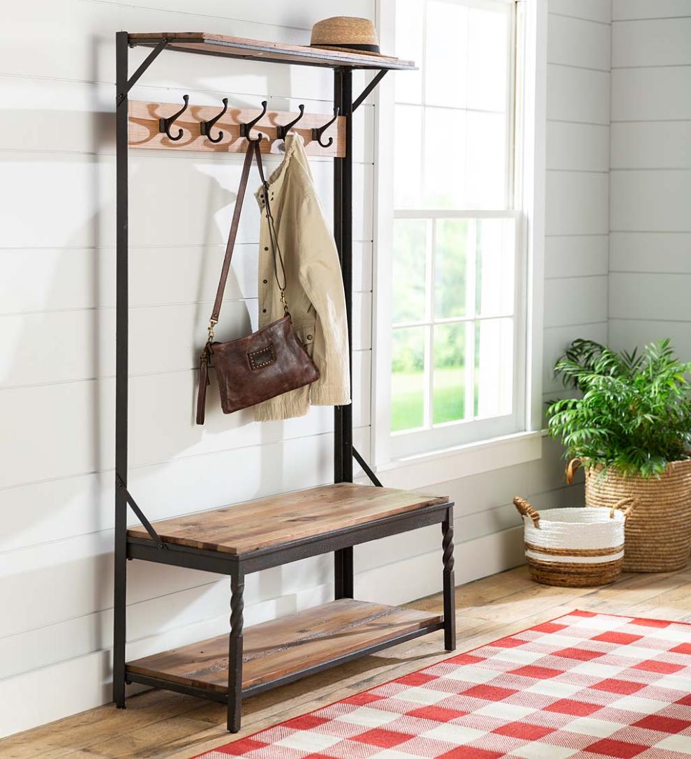 Plow & Hearth Benches Indoor Living Deep Creek Coat Rack - Walnut