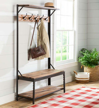 Plow & Hearth Benches Indoor Living Deep Creek Coat Rack - Walnut