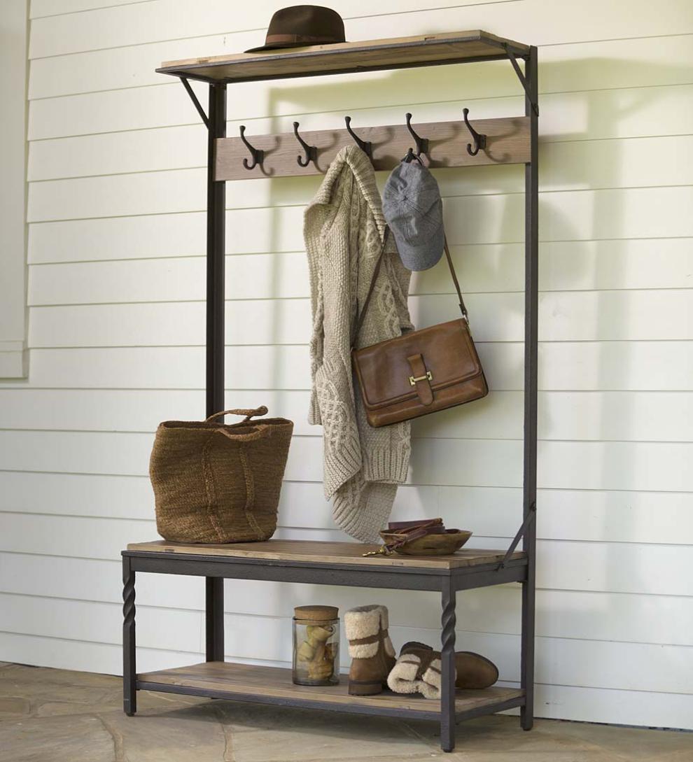 Plow & Hearth Benches Indoor Living Deep Creek Coat Rack - Walnut