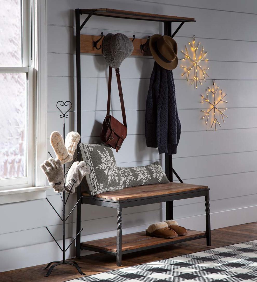 Plow & Hearth Benches Indoor Living Deep Creek Coat Rack - Walnut