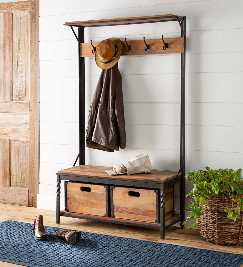 Plow & Hearth Benches Indoor Living Deep Creek Coat Rack - Walnut