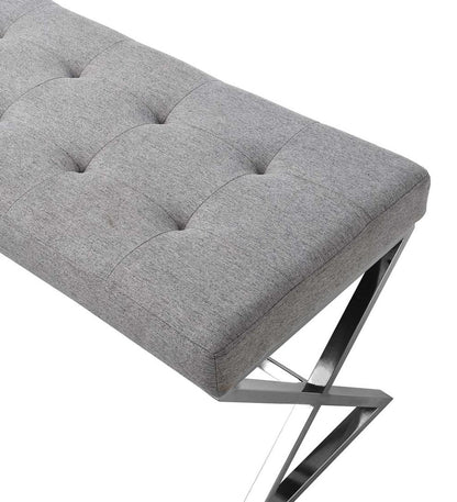 Plow & Hearth Benches Indoor Living Deluxe Upholstered Mid-Century-Style Bench - Gray/Chrome