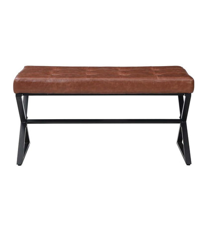 Plow & Hearth Benches Indoor Living Deluxe Upholstered Mid-Century-Style Bench - Gray/Chrome