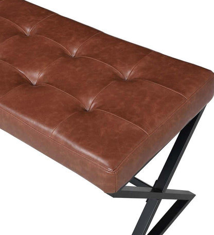 Plow & Hearth Benches Indoor Living Deluxe Upholstered Mid-Century-Style Bench - Gray/Chrome