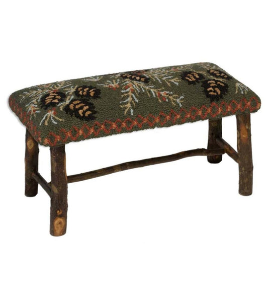 Plow & Hearth Benches Indoor Living Pine Cone Upholstered Bench