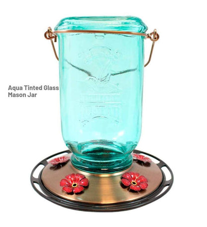Plow & Hearth Bird Feeders Yard & Garden 25-Ounce Vintage-Style Hanging Mason Jar Hummingbird Feeder