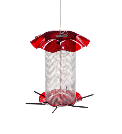 Plow & Hearth Bird Feeders Yard & Garden Acrylic And Stainless Steel Hanging Nyjer Bird Feeder - Red