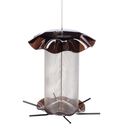 Plow & Hearth Bird Feeders Yard & Garden Acrylic And Stainless Steel Hanging Nyjer Bird Feeder - Red