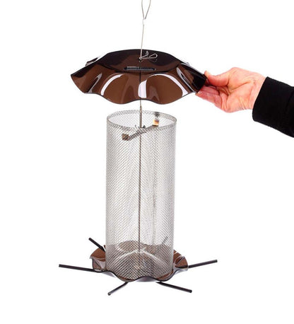 Plow & Hearth Bird Feeders Yard & Garden Acrylic And Stainless Steel Hanging Nyjer Bird Feeder - Red