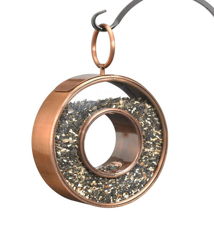 Plow & Hearth Bird Feeders Yard & Garden Antiqued Copper Hanging Fly-Thru Round Bird Feeder - Copper