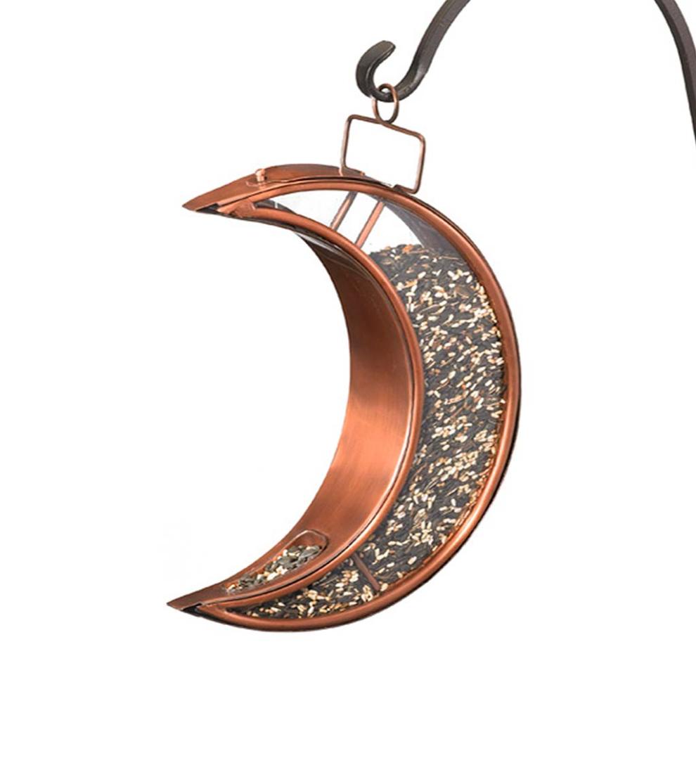 Plow & Hearth Bird Feeders Yard & Garden Copper And Plexiglass Crescent Moon Hanging Bird Feeder - Copper
